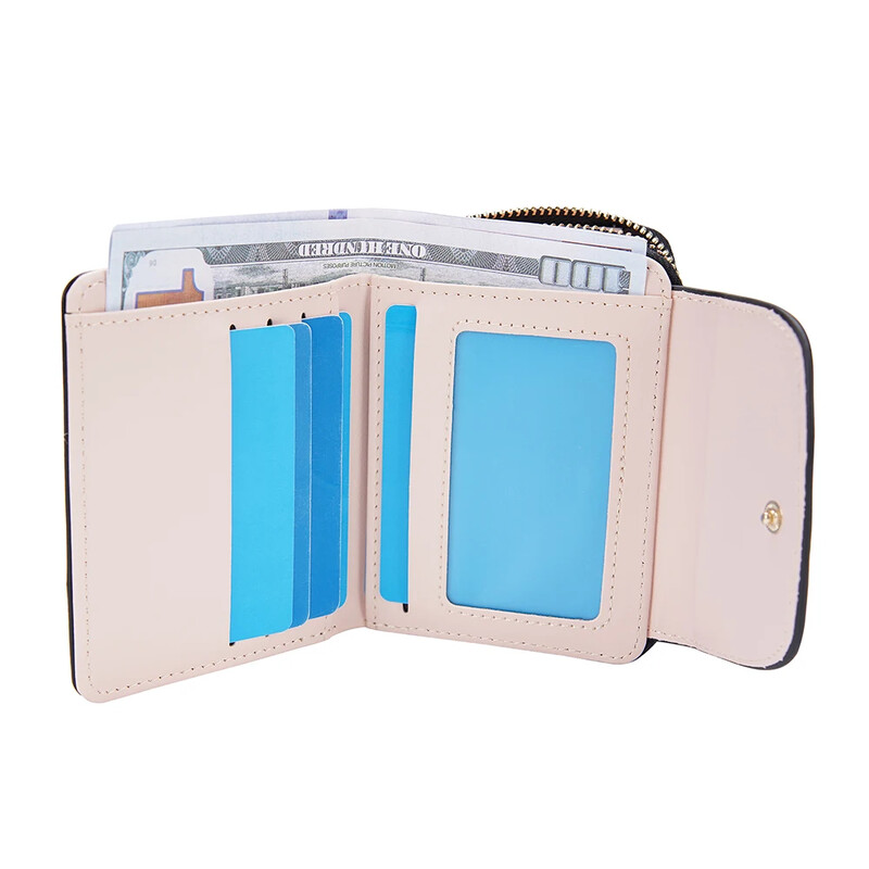 Ženski mali novčanik Ženski slatki novčanik Crveni kožni držač kartica, kratka torbica s patentnim zatvaračem Ženske torbice i novčanici visoke kvalitete