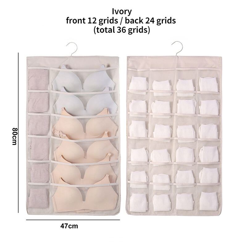 Dvostrana zidna polica Vreće za pohranu u ormaru s 36 džepova Ormar od tkanine za donje rublje Viseća organizatorska torba s rotirajućom metalnom vješalicom