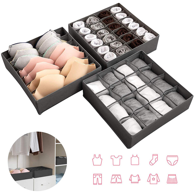 Melltartó Alsónemű fiók Szervező Összehajtható szövet Tároló fiók Összecsukható szekrényelválasztó zoknihoz Nyakkötők Sálak Otthoni utazás