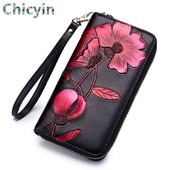 Flower Ženski novčanik od prave kože Ženski dugi novčanik Ženski Carteira Lady Clutch Torbica za novac Novčanica Cartera Mujer Portomonee