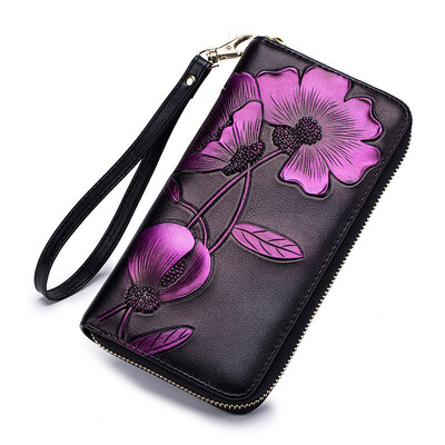 Flower Ženski novčanik od prave kože Ženski dugi novčanik Ženski Carteira Lady Clutch Torbica za novac Novčanica Cartera Mujer Portomonee