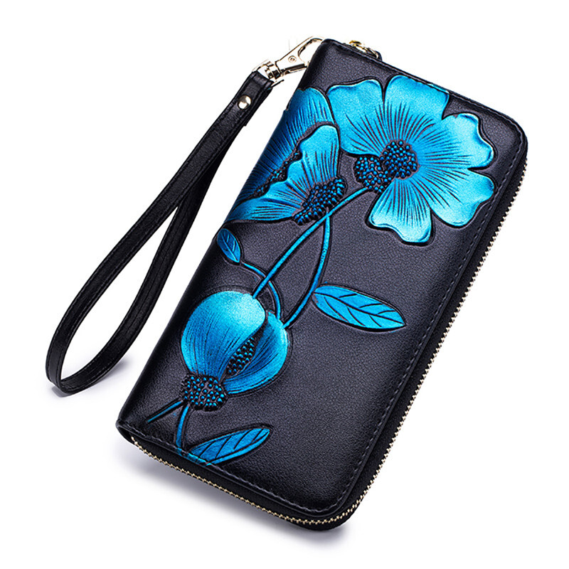 Flower Ženski novčanik od prave kože Ženski dugi novčanik Ženski Carteira Lady Clutch Torbica za novac Novčanica Cartera Mujer Portomonee