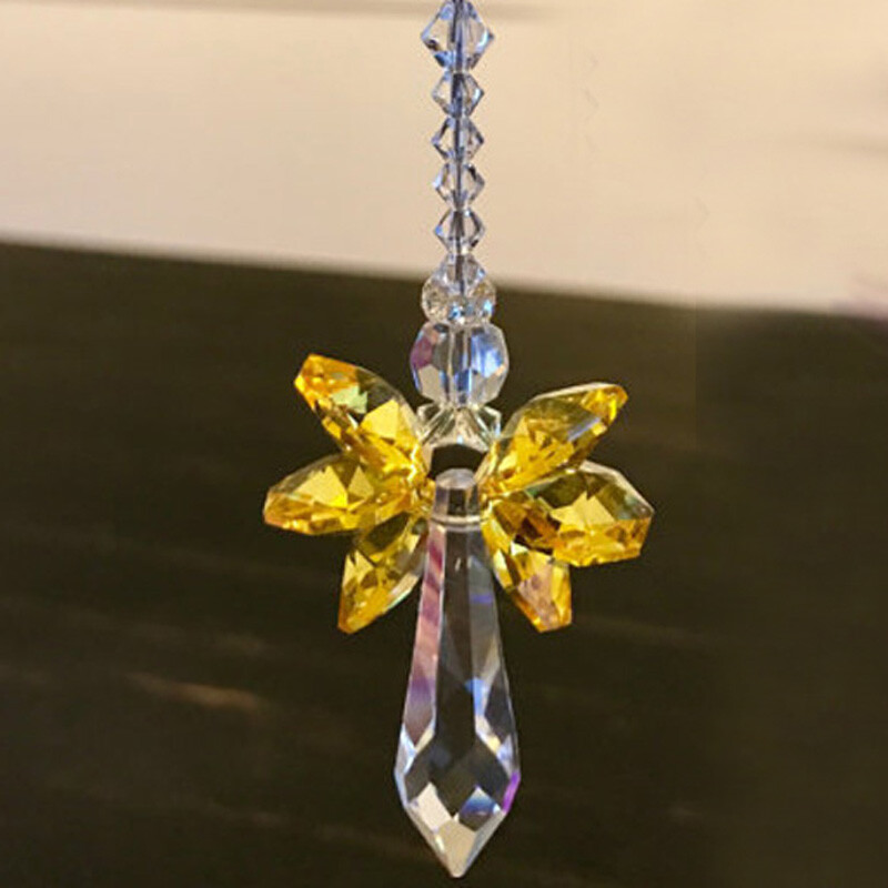 1 bucăți curcubeu înger păzitor cristal suncatcher pentru casa mașină decor suspendat sticlă cristal ornament ornament fereastră