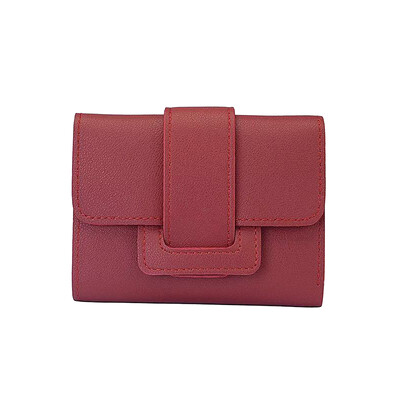 Γυναικείο πορτοφόλι Γυναικείο κοντό γυναικείο πορτοφόλι Κόκκινο χρώμα Μίνι τσαντάκια με χρήματα Μικρό διπλωμένο PU Δερμάτινο γυναικείο κέρμα Θήκη για κάρτα