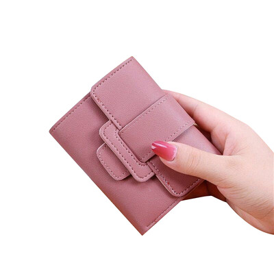 Γυναικείο πορτοφόλι Γυναικείο κοντό γυναικείο πορτοφόλι Κόκκινο χρώμα Μίνι τσαντάκια με χρήματα Μικρό διπλωμένο PU Δερμάτινο γυναικείο κέρμα Θήκη για κάρτα