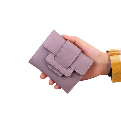 Γυναικείο πορτοφόλι Γυναικείο κοντό γυναικείο πορτοφόλι Κόκκινο χρώμα Μίνι τσαντάκια με χρήματα Μικρό διπλωμένο PU Δερμάτινο γυναικείο κέρμα Θήκη για κάρτα