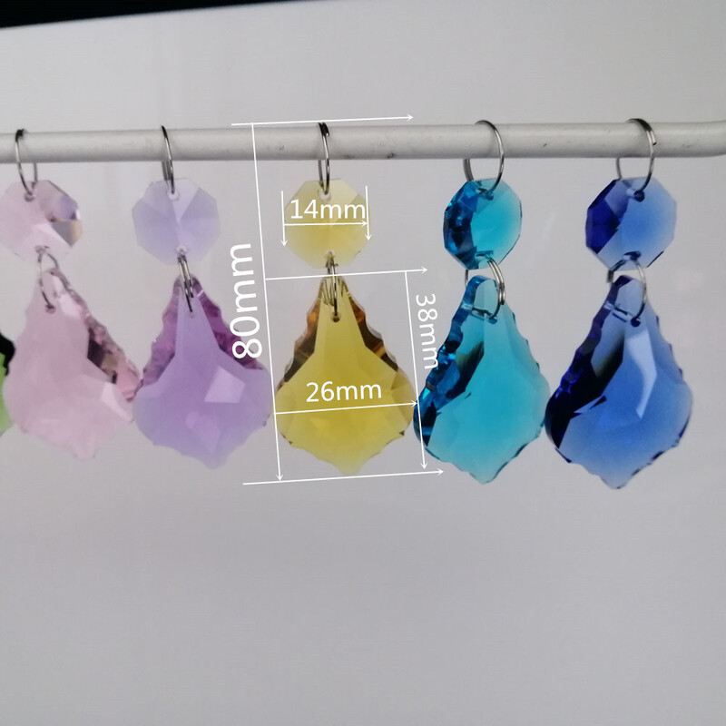 Camal 2 DB füzér 38mm K9 kristály juharlevél prizma függő króm gyűrű nyolcszögletű gyöngy Napfogó lámpa világító csillár alkatrészek