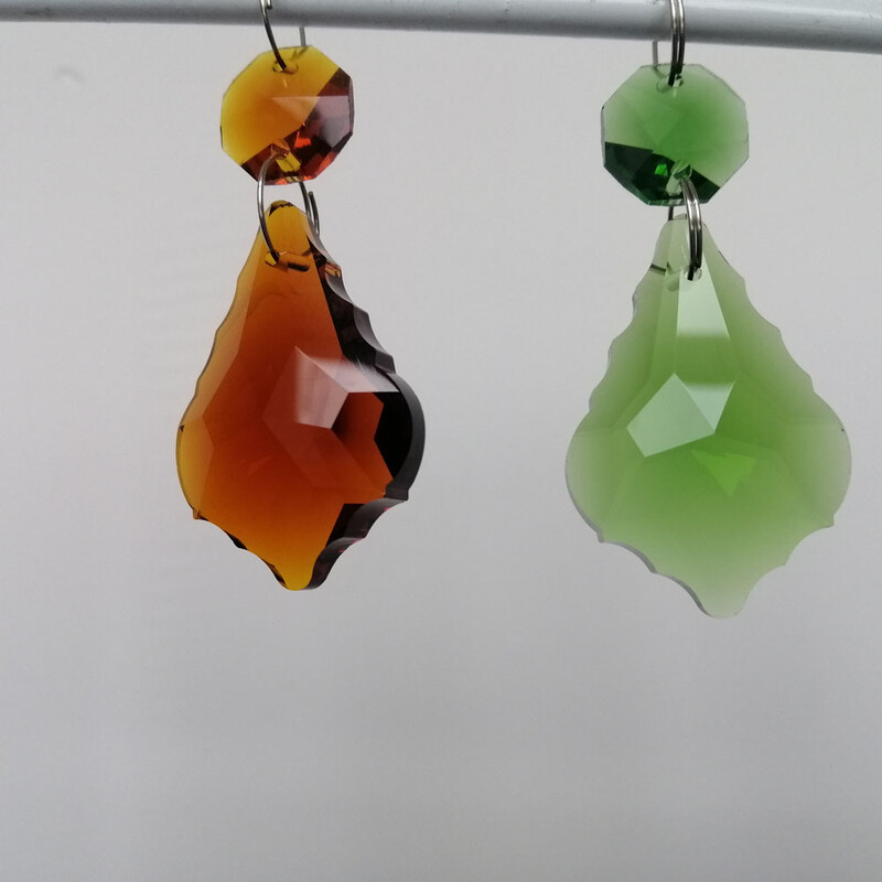 Camal 2 DB füzér 38mm K9 kristály juharlevél prizma függő króm gyűrű nyolcszögletű gyöngy Napfogó lámpa világító csillár alkatrészek