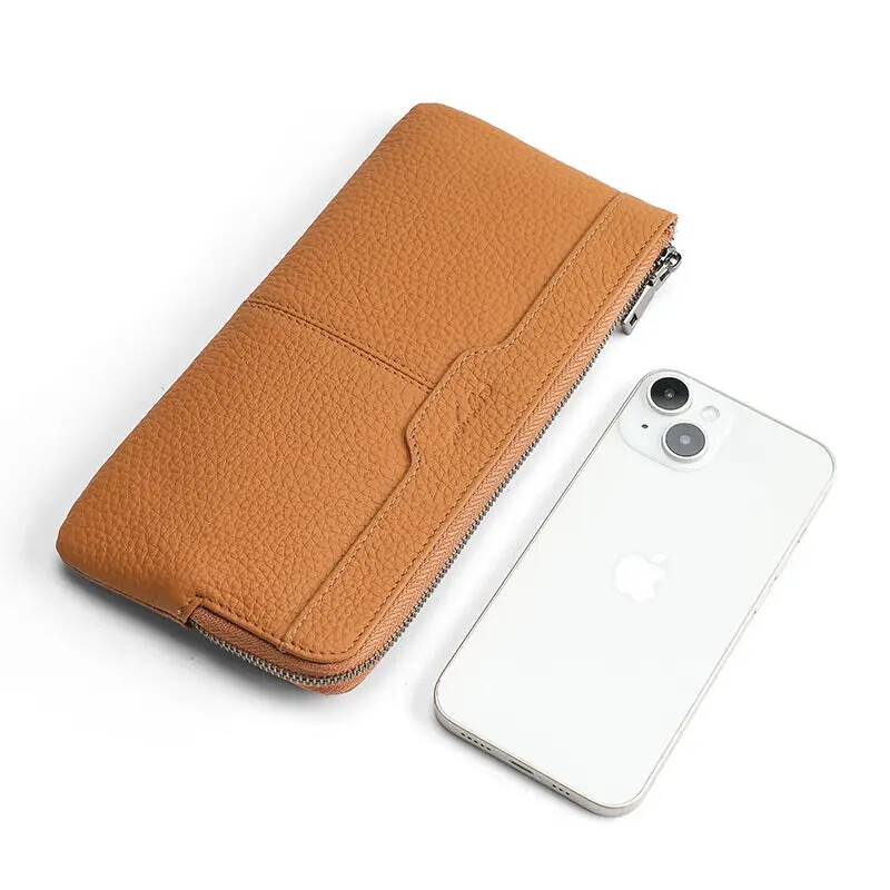 Ženske narukvice, dugi novčanik, držač za mobitel, torbica, prava koža, kvačila s patentnim zatvaračem velikog kapaciteta za muškarce i žene s remenom za ruku