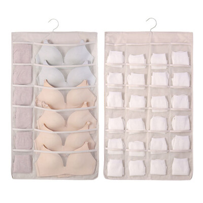 Divpusējs sienas plaukts Garderobes glabāšanas somas ar 36 kabatām Auduma skapis Apakšveļa Piekarināma organizatora soma ar rotējošu metāla pakaramo