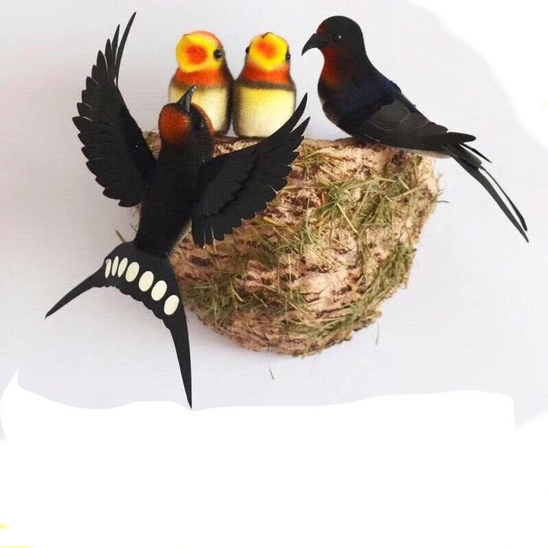Bezdelīgas, putni, putnu ligzdas, putnu ligzdas, pavasara dekorācijas, mazās bezdelīgas, mīkstas dekorācijas, putni