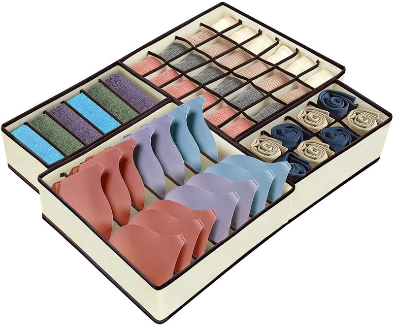 Organizator de lenjerie intimă, despărțitor sertar, dulap pliabil, cutii de depozitare pentru haine, cravate de lenjerie, șosete, pachet de 4