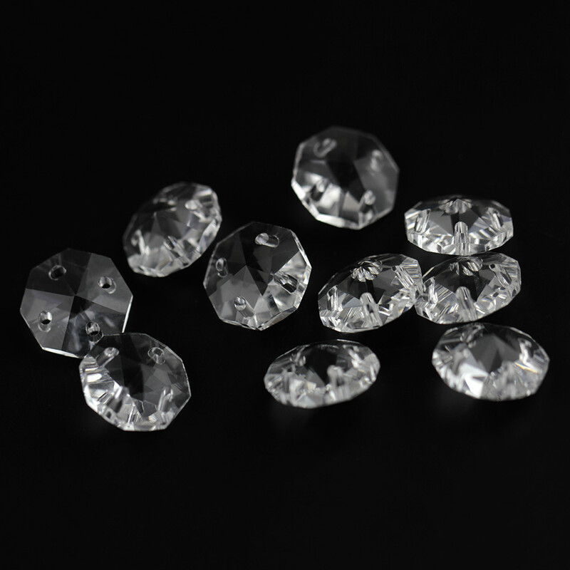 50 vnt. / partijoje 4 skylės skaidraus aštuonkampio krištolo sietyno karoliukai, stiklinės prizmės karoliukai, stiklo sietyno dalys ir „pasidaryk pats“