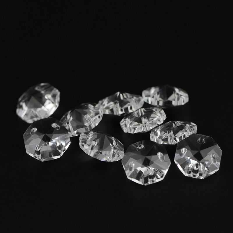 50 vnt. / partijoje 4 skylės skaidraus aštuonkampio krištolo sietyno karoliukai, stiklinės prizmės karoliukai, stiklo sietyno dalys ir „pasidaryk pats“