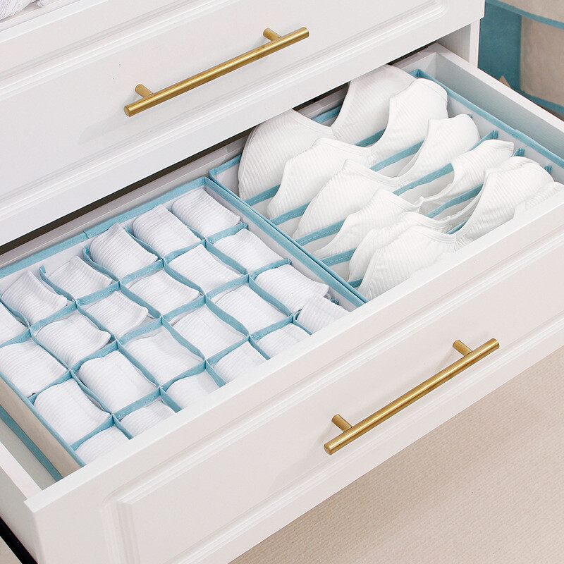 Összehajtható fiókos tároló rendszerező szekrény elválasztó dobozok nagy kapacitású fehérneműk zokni melltartók ruhák rendszerező fiókelválasztó