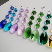 Camal 2vnt 38mm kriaušės formos krištolinis pakabukas prizmės aštuonkampis karoliukas girlianda SunCatcher sietynas pakabinamas vestuvių vakarėlio užuolaidų dekoras