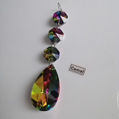 Camal 2vnt 38mm kriaušės formos krištolinis pakabukas prizmės aštuonkampis karoliukas girlianda SunCatcher sietynas pakabinamas vestuvių vakarėlio užuolaidų dekoras