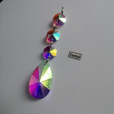 Camal 2vnt 38mm kriaušės formos krištolinis pakabukas prizmės aštuonkampis karoliukas girlianda SunCatcher sietynas pakabinamas vestuvių vakarėlio užuolaidų dekoras