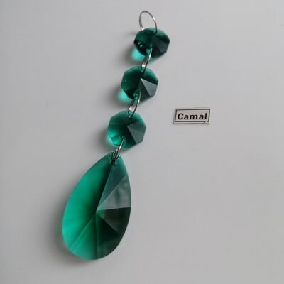 Camal 2vnt 38mm kriaušės formos krištolinis pakabukas prizmės aštuonkampis karoliukas girlianda SunCatcher sietynas pakabinamas vestuvių vakarėlio užuolaidų dekoras