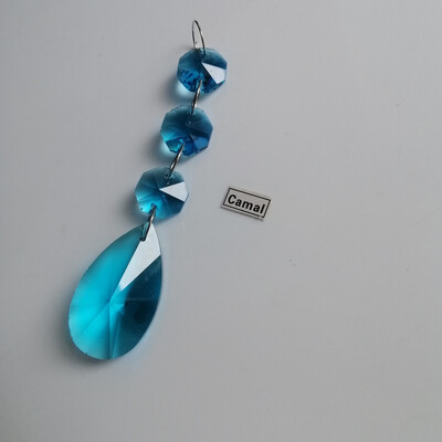 Camal 2vnt 38mm kriaušės formos krištolinis pakabukas prizmės aštuonkampis karoliukas girlianda SunCatcher sietynas pakabinamas vestuvių vakarėlio užuolaidų dekoras