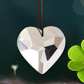 45MM лазерно рязане 3D Love Heart Faceted Prism Glass Crystal Rainbow Streamer Sun Catcher Висящ полилей Лампа Части за завеси