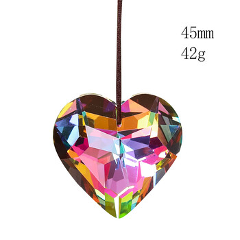 45MM лазерно рязане 3D Love Heart Faceted Prism Glass Crystal Rainbow Streamer Sun Catcher Висящ полилей Лампа Части за завеси