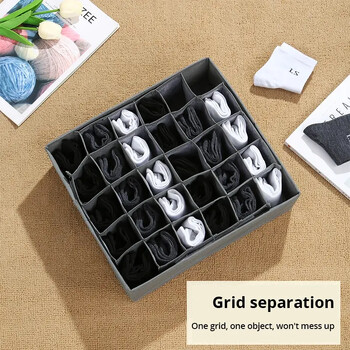 1 τμχ Μαύρο 30 Grids Organizer Εσωρούχων Αναδιπλούμενα ντουλάπια Συρτάρι Διαιρέτης εσωρούχων Κουτί αποθήκευσης Σκληρό σουτιέν Κάλτσες ντουλάπα αποθήκευσης