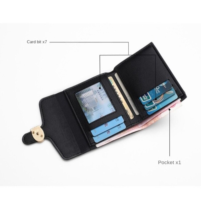 PU-bőr női pénztárca, divatos, többkártyás, háromszoros C-betűs pénztartó, női pénztárca