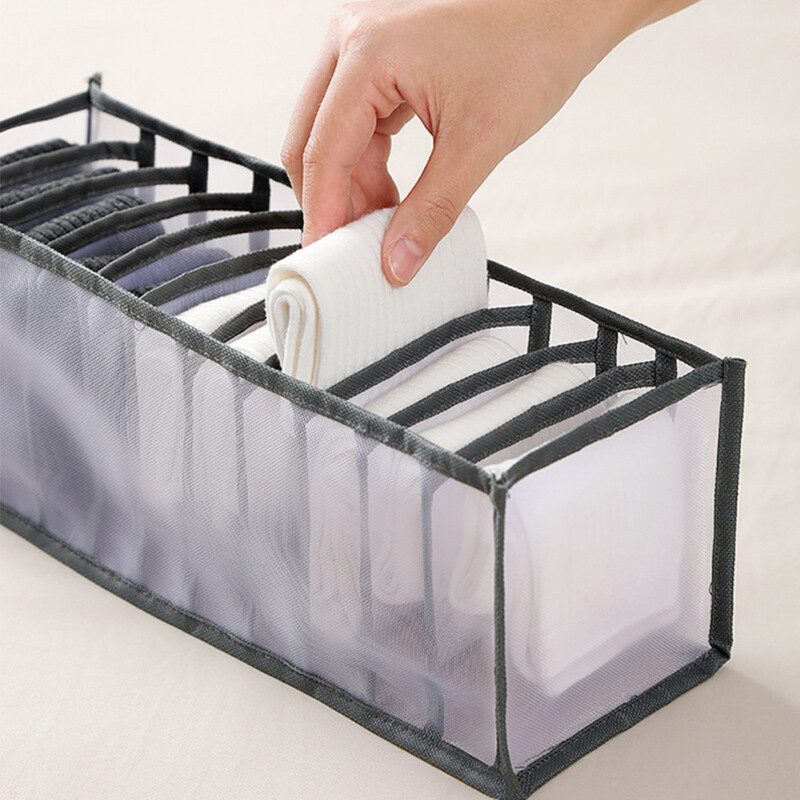 Hálós átlátszó ruha rendszerező fiók szövet rendszerező háztartási zoknitáska kollégiumi szoba összecsukható mosható elválasztó szekrény tároló