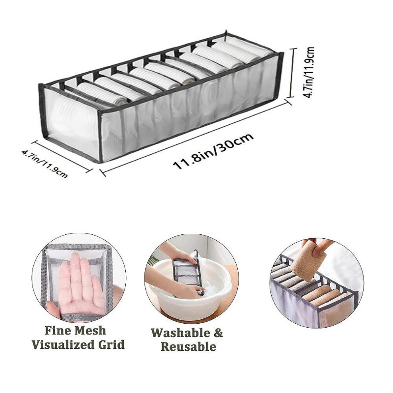 Hálós átlátszó ruha rendszerező fiók szövet rendszerező háztartási zoknitáska kollégiumi szoba összecsukható mosható elválasztó szekrény tároló