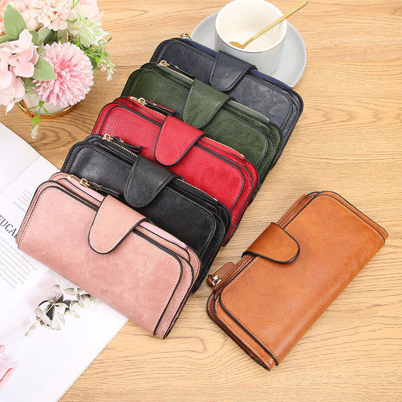 Ženski dugi novčanik, držač za kartice od pu kože, veliki kapacitet, torbica s patentnim zatvaračem, torbica za novčiće, organizator s više kartica, torbica za mobitel