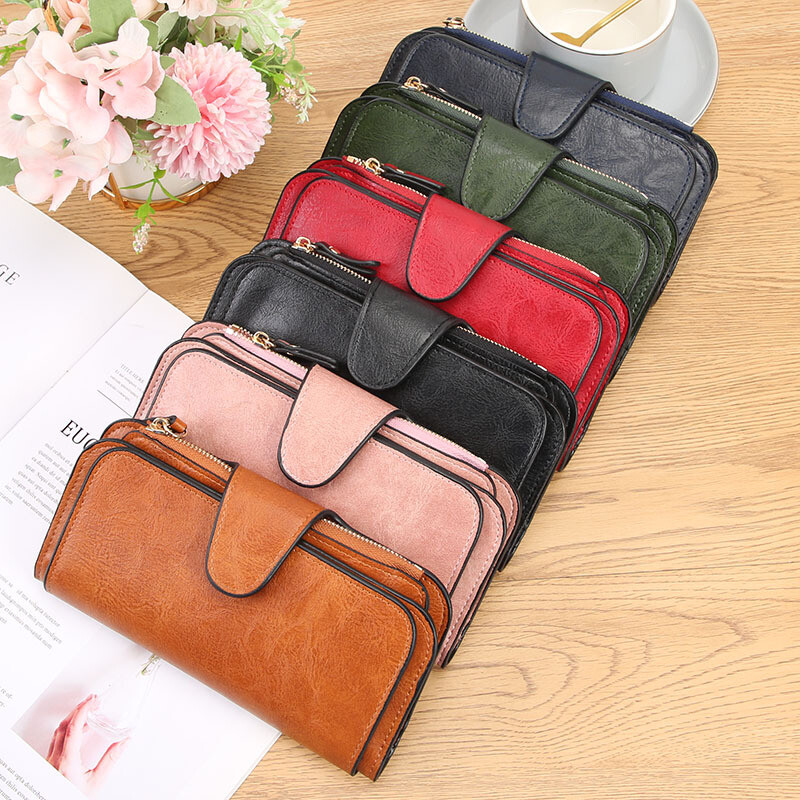 Ženski dugi novčanik, držač za kartice od pu kože, veliki kapacitet, torbica s patentnim zatvaračem, torbica za novčiće, organizator s više kartica, torbica za mobitel