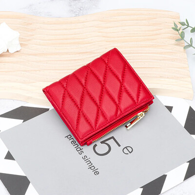 Ženski novčanik od prave kože, visokokvalitetna ovčja koža, mali dvostruki džepni novčanik s patentnim zatvaračem, torbica s patentnim zatvaračem, kratki novčanik