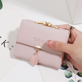 2024. gada vasara Eksplozijas stila sieviešu īss maciņš korejiešu PU ādas vienkāršs viss ar vienkrāsainu personības lapu kulonu b