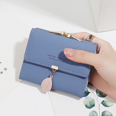 2024. gada vasara Eksplozijas stila sieviešu īss maciņš korejiešu PU ādas vienkāršs viss ar vienkrāsainu personības lapu kulonu b