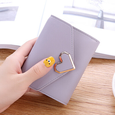 Modna kopča sa srcem Ženski kratki novčanik Torbica za novčiće Jednobojna torbica za novčiće velikog kapaciteta Držač kreditne kartice Novčanici za studentske novčiće