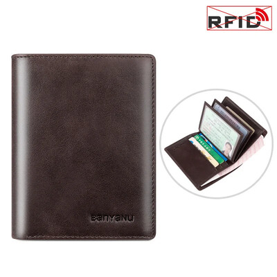 Ženski novčanik od prave kože Mali muški držač RFID kartice Futrola za vozačku dozvolu Crveni novčanik Luksuzni kratki tanki crni novčanici za žene