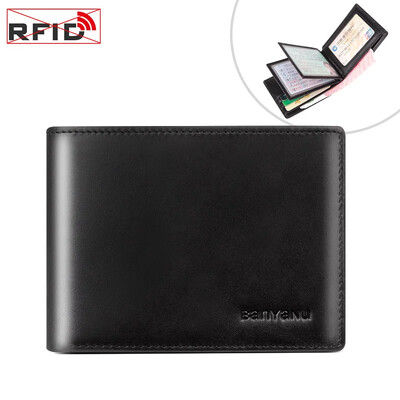 Ženski novčanik od prave kože Mali muški držač RFID kartice Futrola za vozačku dozvolu Crveni novčanik Luksuzni kratki tanki crni novčanici za žene