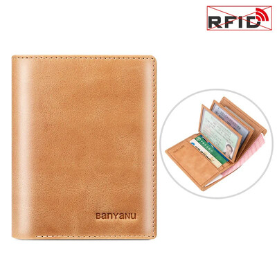 Ženski novčanik od prave kože Mali muški držač RFID kartice Futrola za vozačku dozvolu Crveni novčanik Luksuzni kratki tanki crni novčanici za žene