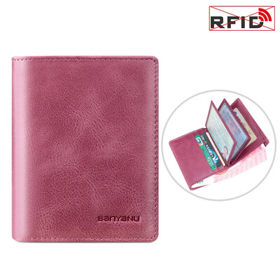 Ženski novčanik od prave kože Mali muški držač RFID kartice Futrola za vozačku dozvolu Crveni novčanik Luksuzni kratki tanki crni novčanici za žene