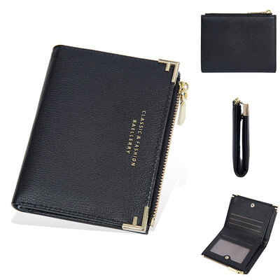 Kratki novčanici od PU kože za žene, mala torbica za kartice, prijenosna kratka torbica za novčiće s patentnim zatvaračem Crveni prljavo bijeli ženski mini novčanik