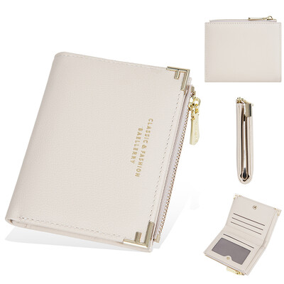 Kratki novčanici od PU kože za žene, mala torbica za kartice, prijenosna kratka torbica za novčiće s patentnim zatvaračem Crveni prljavo bijeli ženski mini novčanik