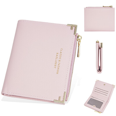 Kratki novčanici od PU kože za žene, mala torbica za kartice, prijenosna kratka torbica za novčiće s patentnim zatvaračem Crveni prljavo bijeli ženski mini novčanik