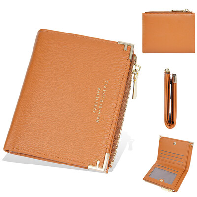 Kratki novčanici od PU kože za žene, mala torbica za kartice, prijenosna kratka torbica za novčiće s patentnim zatvaračem Crveni prljavo bijeli ženski mini novčanik