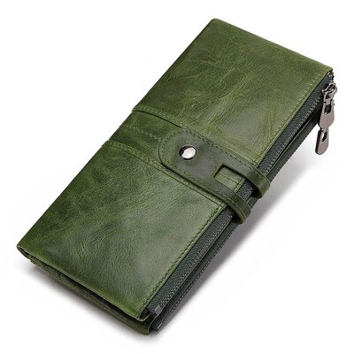 Jauns modes sieviešu maks 100% dabīgas ādas garie maki Rfid Wallet sarkans monētu maciņš karšu turētājs Portomonee rokassomiņa sievietēm