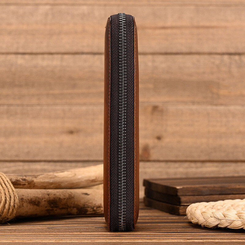 Retro valódi bőr hosszú pénztárca készpénzes telefon több kártyatartó cipzáros pénztárca hölgyeknek női férfiak női bőr pénztárca Vintage