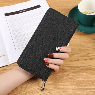 Portofel de femei din piele PU Poșetă mare de mână cu fermoar din piele în jurul portofelelor de mână card de afaceri husă portofel pentru telefon