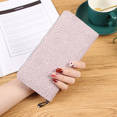 Portofel de femei din piele PU Poșetă mare de mână cu fermoar din piele în jurul portofelelor de mână card de afaceri husă portofel pentru telefon