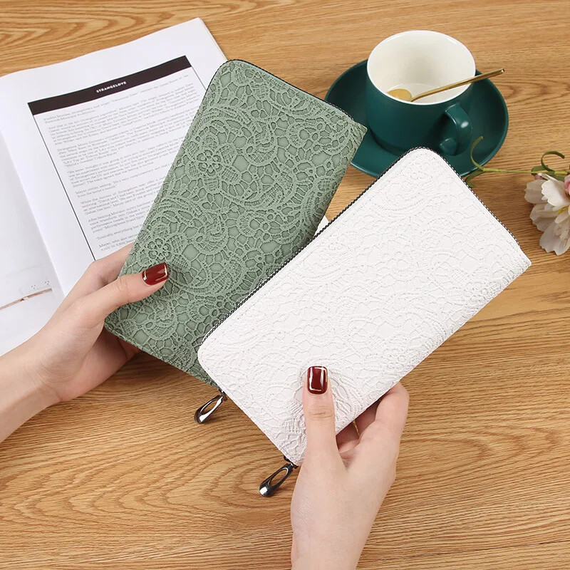 Portofel de femei din piele PU Poșetă mare de mână cu fermoar din piele în jurul portofelelor de mână card de afaceri husă portofel pentru telefon