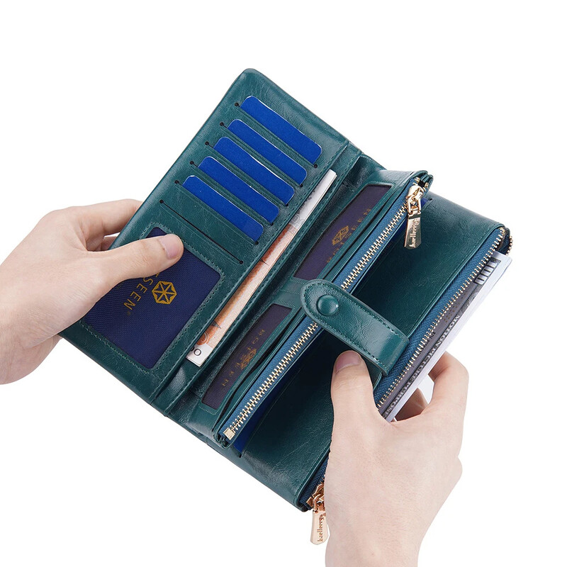 Ženski novčanik Visokokvalitetna kožna torbica s patentnim zatvaračem Torbica za kovanice velikog kapaciteta Ženski trostruki držač kartica Crveni ženski novčanici